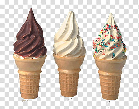 Ice Cream, three soft-serve ice creams transparent background PNG clipart