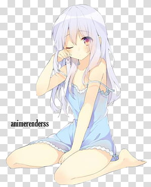 Digital Illustration Anime Girl Sitting Pose: ilustrações stock 1501104107