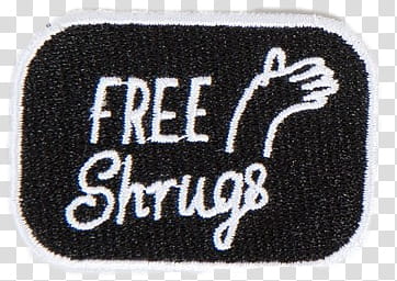 Embroidered Patches, black and white free shrugs patch transparent background PNG clipart