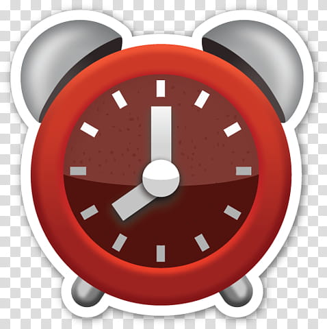 EMOJI STICKER , red twin-bell alarm clock illustration transparent background PNG clipart