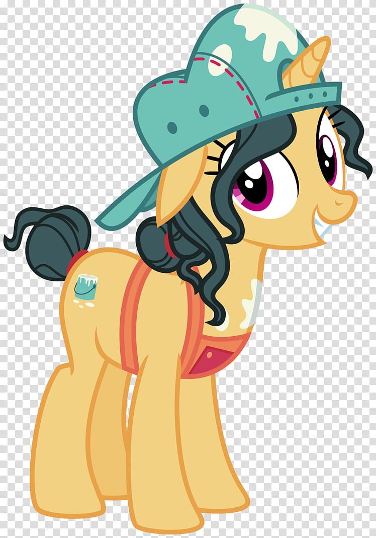 Pretty Painter, yellow and teal My Little Pony character transparent background PNG clipart