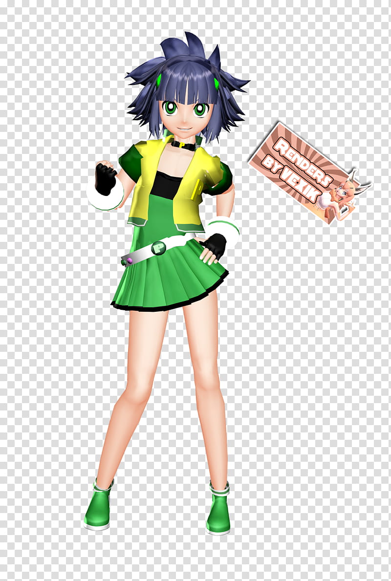 Buttercup Render, purple haired female anime character transparent background PNG clipart