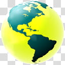 SummerGlass Globe Amerika Icon, AsTealBlyellWispyx, yellow and blue planet transparent background PNG clipart