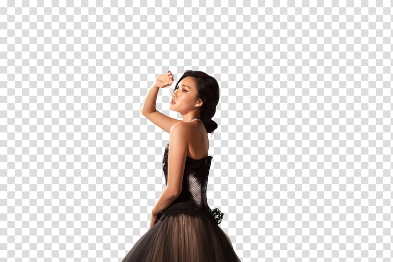 Hwasa MAMAMOO PAINT ME, woman wearing black and brown tube dress transparent background PNG clipart