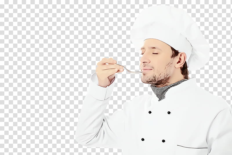 cook chef chef's uniform chief cook mouth, Watercolor, Paint, Wet Ink, Chefs Uniform, Smoking, Gesture transparent background PNG clipart