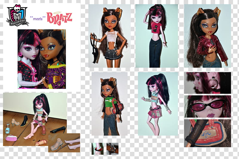 &#;Monster High&#; meets &#;Bratz&#;, Bratz dolls collage transparent background PNG clipart