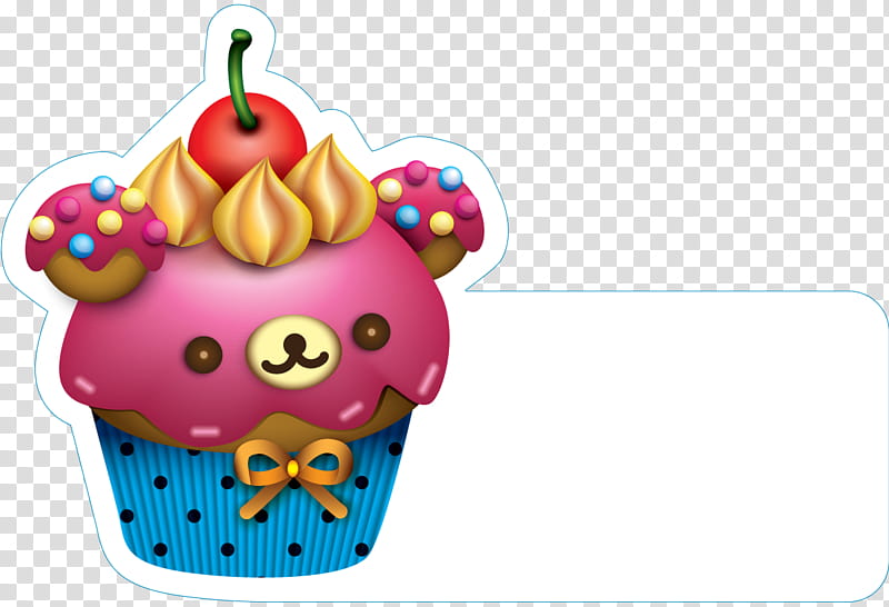 rilakkuma cupcake stickers, cupcake with cherry topping transparent background PNG clipart