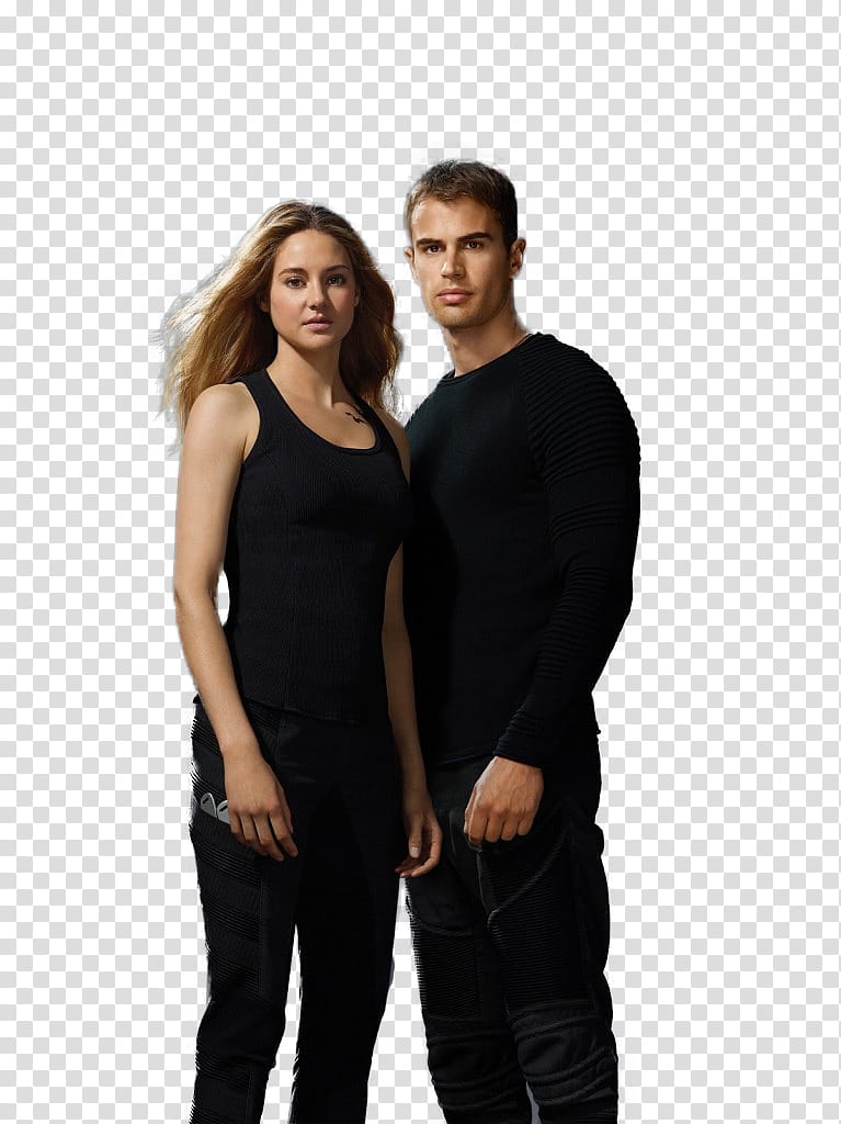 Divergent, woman wearing black tank top and man wearing long-sleeved top transparent background PNG clipart