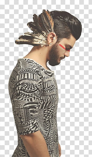 Random Male Models, man wearing tribal shirt art transparent background PNG clipart