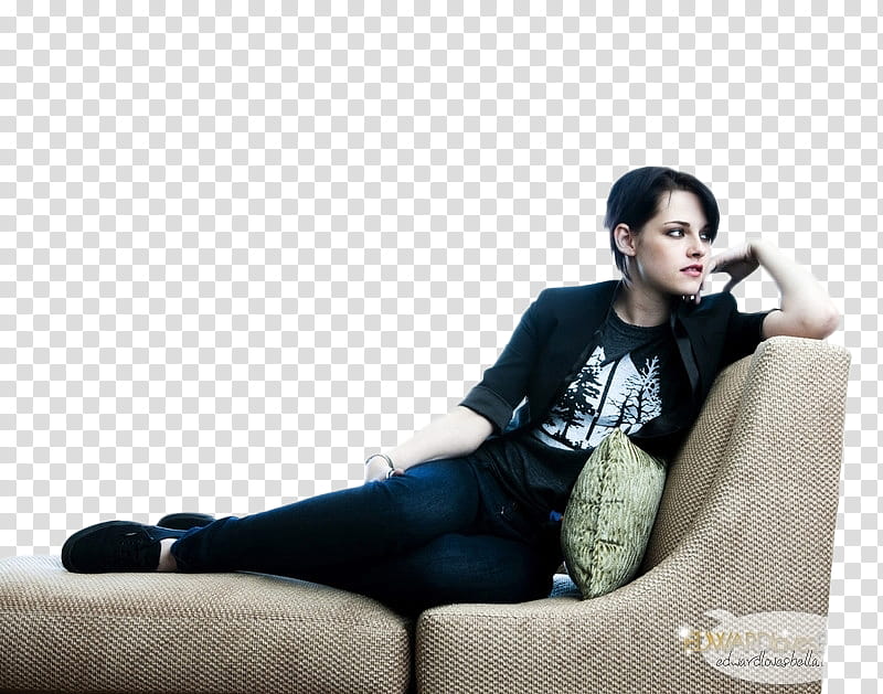 Kristen Steward lying on sofa transparent background PNG clipart
