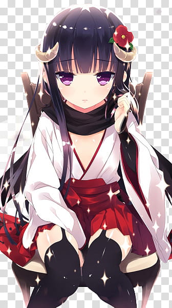 Inu x Boku SS De Renders, female black-haired anime character transparent background PNG clipart