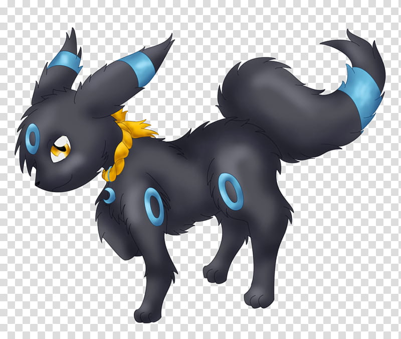 Shiny Umbreon w/ Collar, black and blue Pokemon character illustration transparent background PNG clipart