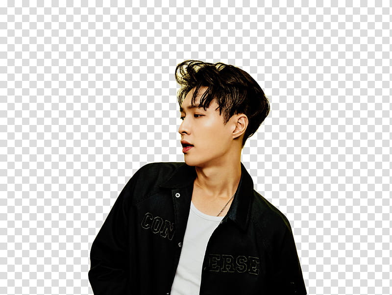 Lay EXO , man wearing black button-up shirt transparent background PNG clipart