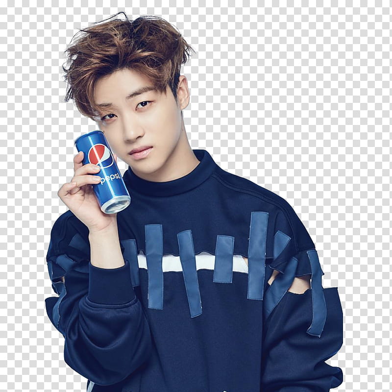 iKON Pepsi P, male K-Pop member holding Pepsi can transparent background PNG clipart