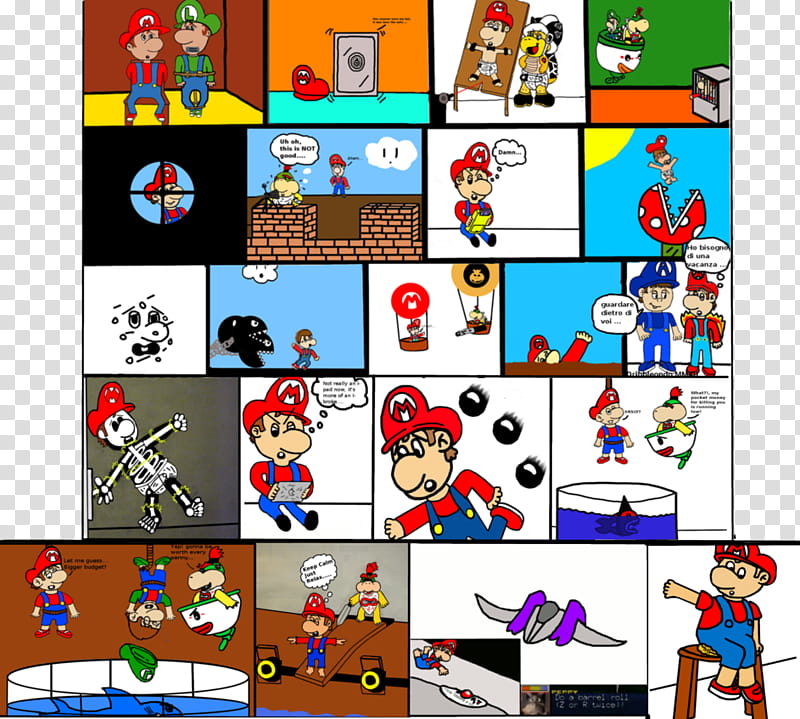 Bad Ba, Super Mario collage comic strip transparent background PNG clipart
