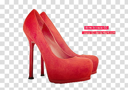 Christian Louboutin s, pair of red stilettos with text overlay transparent background PNG clipart