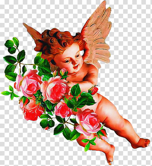 Rose, Angel, Plant, Cut Flowers, Figurine, Cupid transparent background PNG clipart