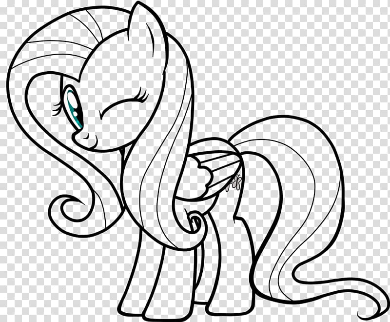 Fluttershy line art, My Little Pony illustration transparent background PNG clipart