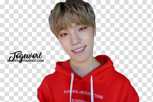 SEVENTEEN TEEN AGE SHOOT BEHIND, man wearing red pullover hoodie transparent background PNG clipart