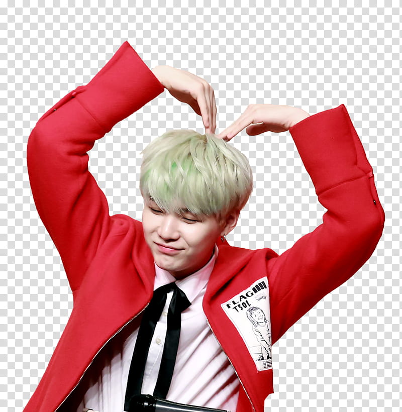 Suga BTS, smiling man forming heart transparent background PNG clipart