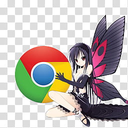 Accel World Browser Icons Win  tiles, , Kuroyukihime holding Google Chrome logo illustration transparent background PNG clipart