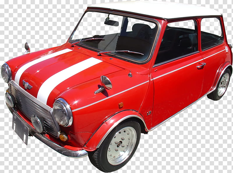 Mini Cooper, red and white Mini Cooper -door hatchback transparent background PNG clipart