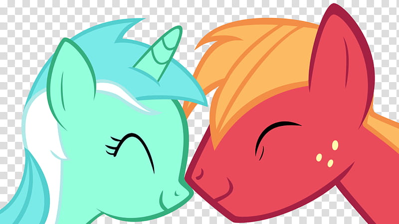 Lyra and Big Mac, two red and teal Little Pony characters transparent background PNG clipart