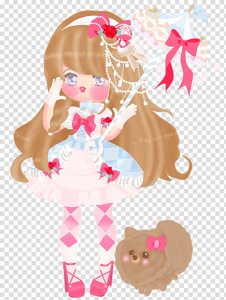 Cute doll with a fluffy puppy transparent background PNG clipart