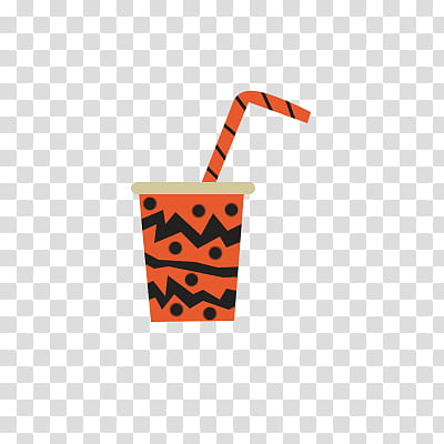 Halloween Mega, orange and black cup with straw illustration transparent background PNG clipart