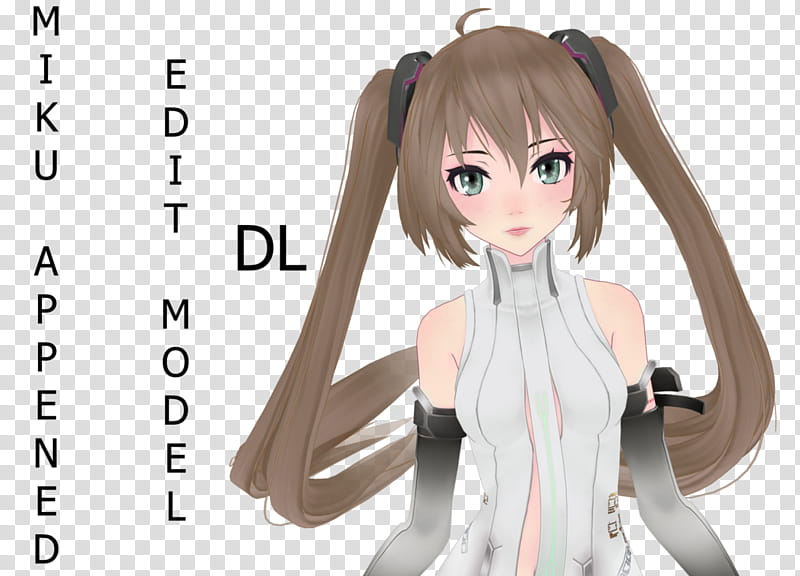 [MMD] Append Miku [DL], animated girl wearing white dress transparent background PNG clipart
