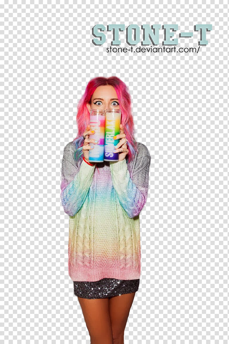 Chloe Norgaard, woman holding two plastic containers transparent background PNG clipart