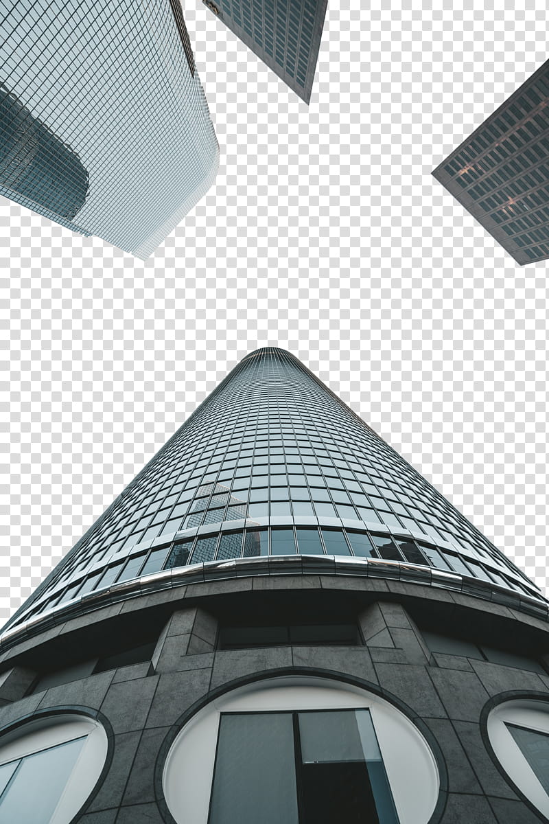 low angle of glass buildings transparent background PNG clipart