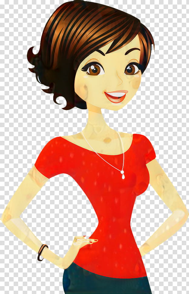 Hair Style, Woman, Girl, Lady, Cartoon, Document, Drawing, Red transparent background PNG clipart