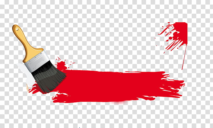 red paint with brush transparent background PNG clipart