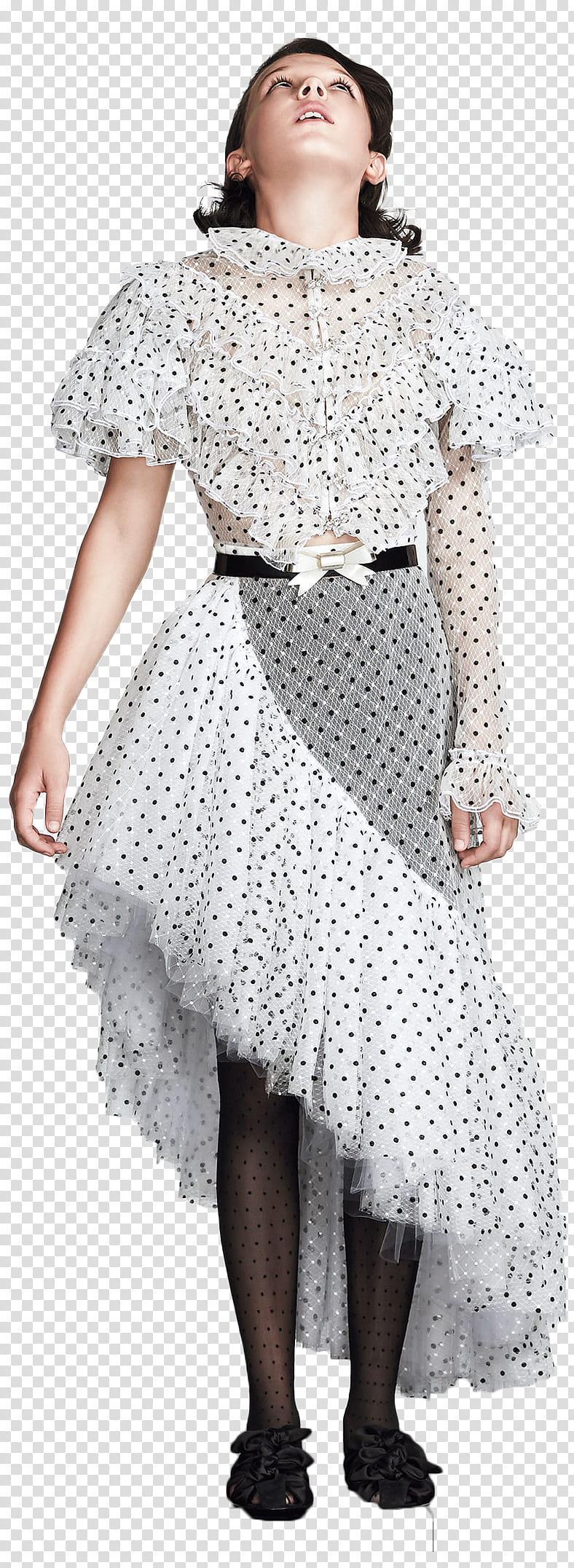 Millie Bob, white and black polka dot sleeveless dress transparent background PNG clipart