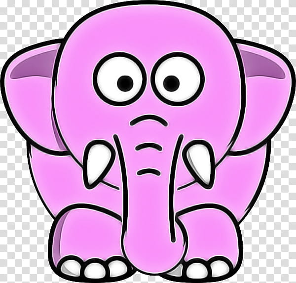 Elephant, Pink, Elephants And Mammoths, Nose, Cartoon, Cheek, Line Art, Head transparent background PNG clipart