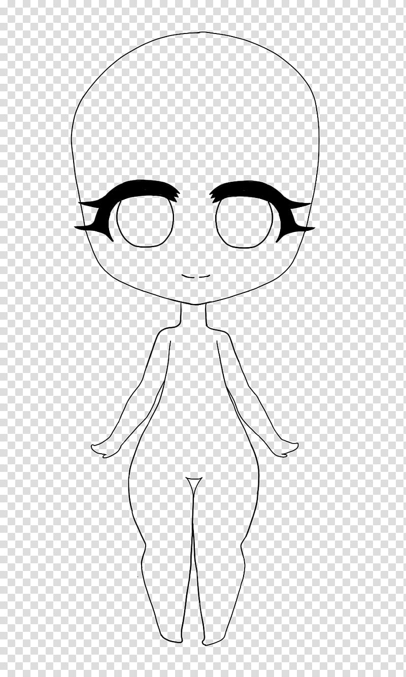 Free Chibi Girl Base Hairless Female Figure Sketch Transparent