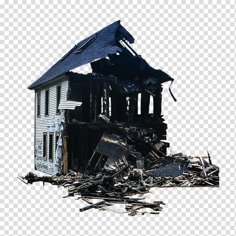 Free burnt house, gray house transparent background PNG clipart