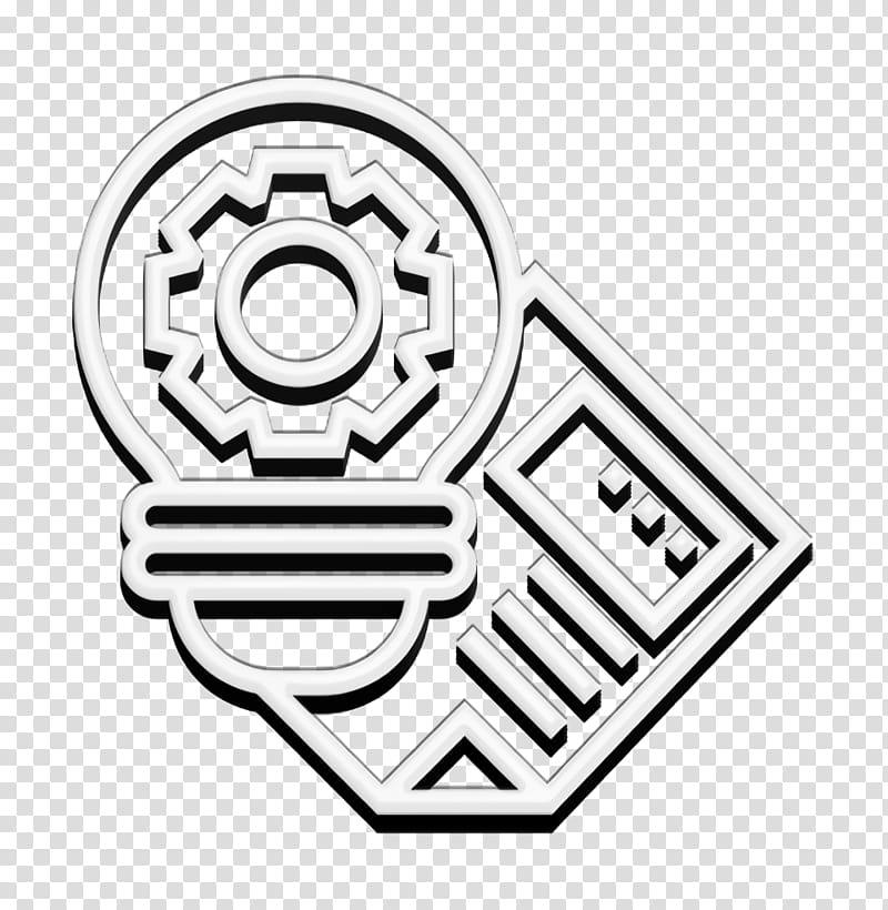 STEM icon Cog icon Idea icon, Logo, Emblem, Line Art, Symbol transparent background PNG clipart
