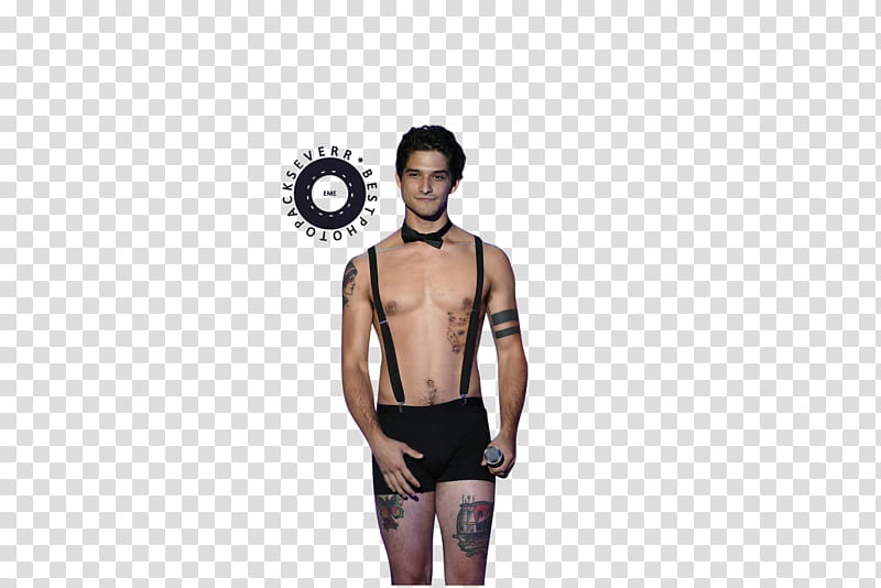 Tyler Posey, men's black boxer shorts with suspender transparent background PNG clipart