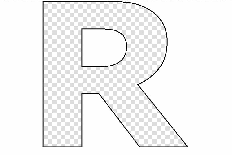 black and white letter R illustration transparent background PNG clipart