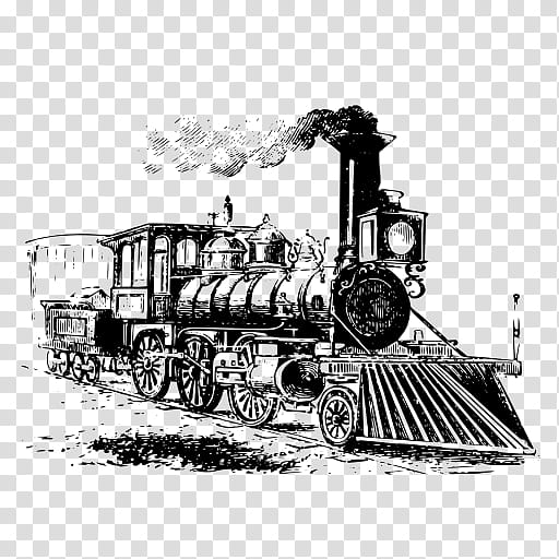 Train, Rail Transport, Locomotive, Steam Locomotive, Drawing, Line Art, Train Station, Steam Engine transparent background PNG clipart