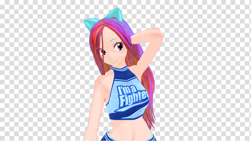 MMD Rainbow Dash Cheerleader (DL Updated), purple-haired woman in blue sleeveless crop top illustration transparent background PNG clipart