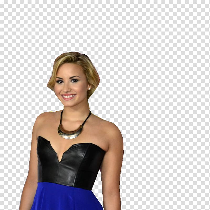 Demi Lovato , woman in black sweetheart neckline dress transparent background PNG clipart