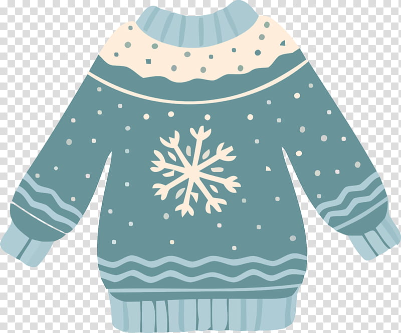Snowflake, Christmas Sweater, Cartoon Sweater, Sweater , Blue, Clothing, White, Outerwear transparent background PNG clipart