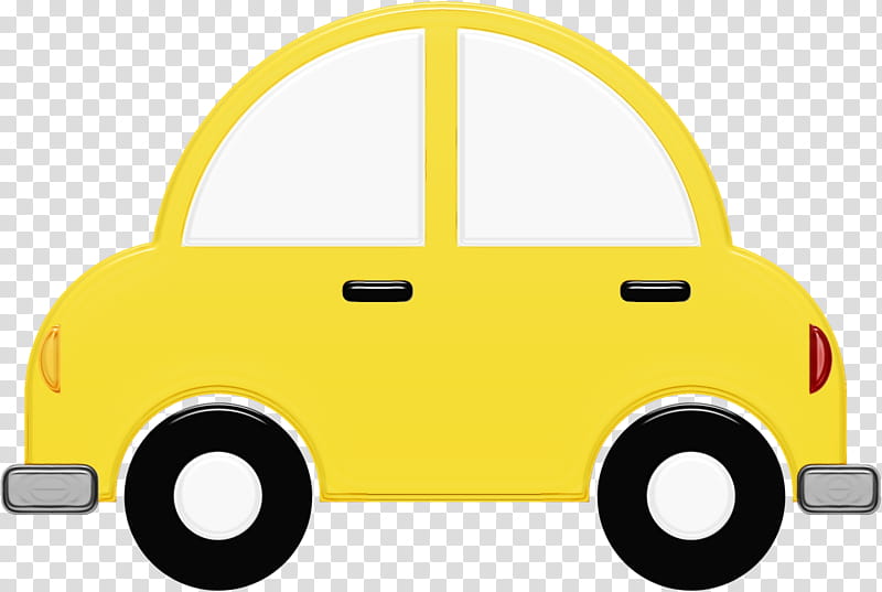 City car, Watercolor, Paint, Wet Ink, Yellow, Vehicle, Line, Baby Toys transparent background PNG clipart