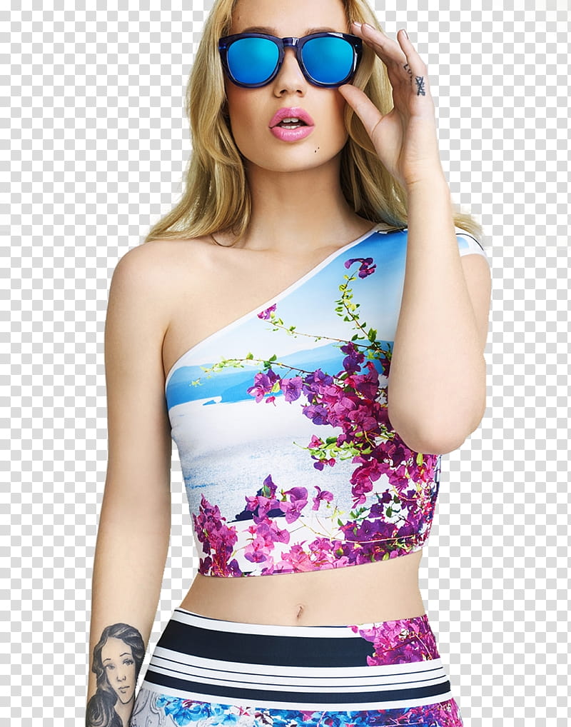 Iggy Azalea, woman wearing black sunglasses transparent background PNG clipart