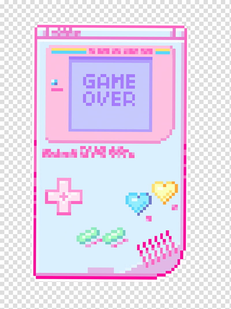 Mochi, pink handheld game console displaying game over illustration transparent background PNG clipart