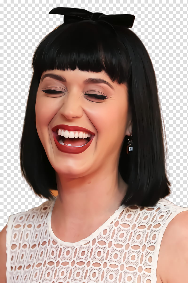 Tooth, Katy Perry, Singer, Bangs, Hair, Hair Coloring, Black Hair, Wig transparent background PNG clipart