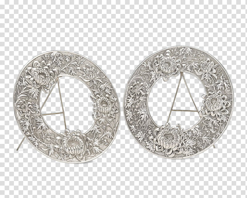 Silver Circle, Chinese Export Silver, Earring, Antique, Chinese Export Porcelain, Frames, Yuchang, Ms Rau Antiques transparent background PNG clipart